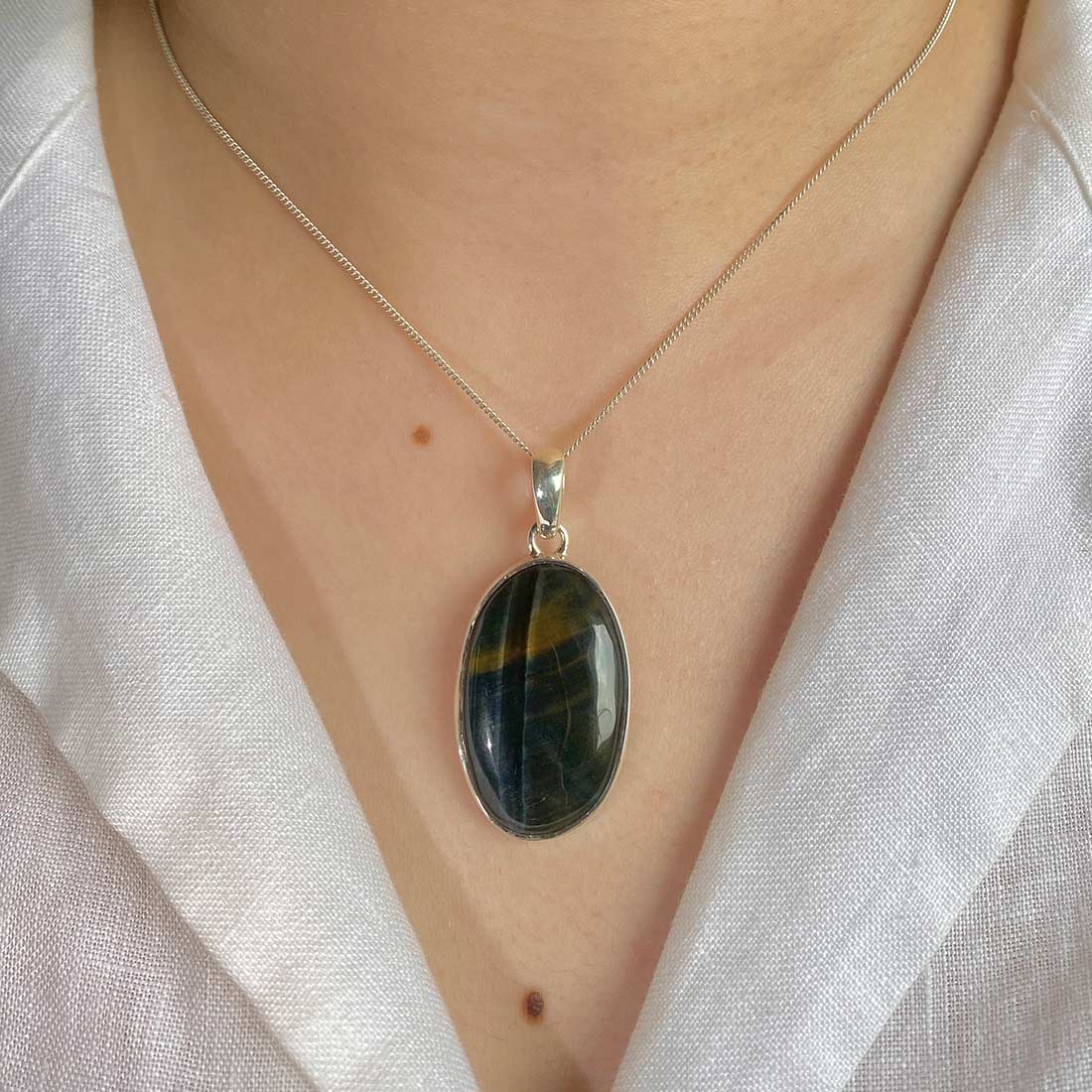 Blue Tiger Eye Pendant-(BTE-P-14.)